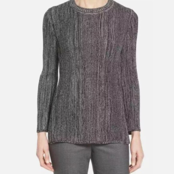 BOSS Women's Knit Sweater Heathered Black White Viscose Minimalist Quiet Luxury - Picture 1 of 9
